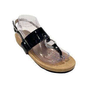 BCBGeneration PL-TIBI Sandal Thong Casual Patent Leather Black Women’s Size 8.5B